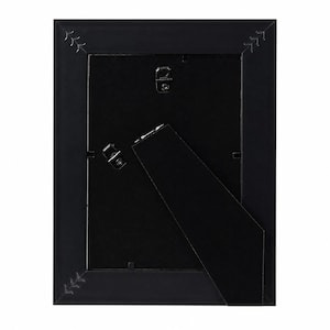 a black picture frame with a triangular shape and a small handle on the right side.