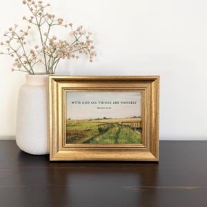 Framed Scripture Small Framed Bible Verse Gifts Christian Wall Art Small Framed Landscape Art Matthew 19:26 With God All Things Are Possible