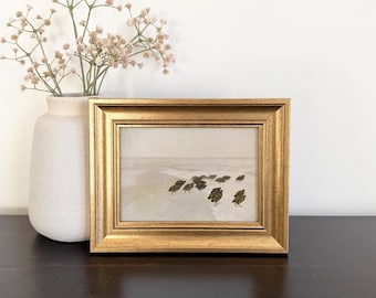 Small Framed Brown Partridges Painting, Earth Tone Bird Art, Vintage Neutral Birds Print