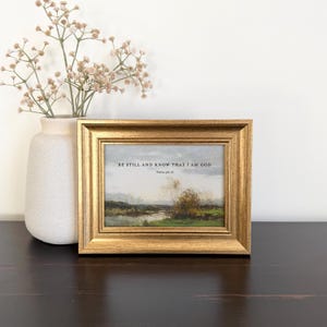Framed Christian Landscape Wall Art, Psalm 46:10 Bible Verse Print, Be Still And Know, Scripture Gifts