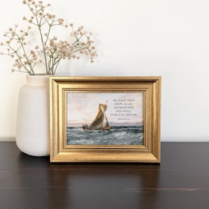Hebrews 6:19 We Have This Hope As An Anchor Christian Wall Art Framed Scripture Encouraging Bible Verse Print Vintage Coastal Christian Gift