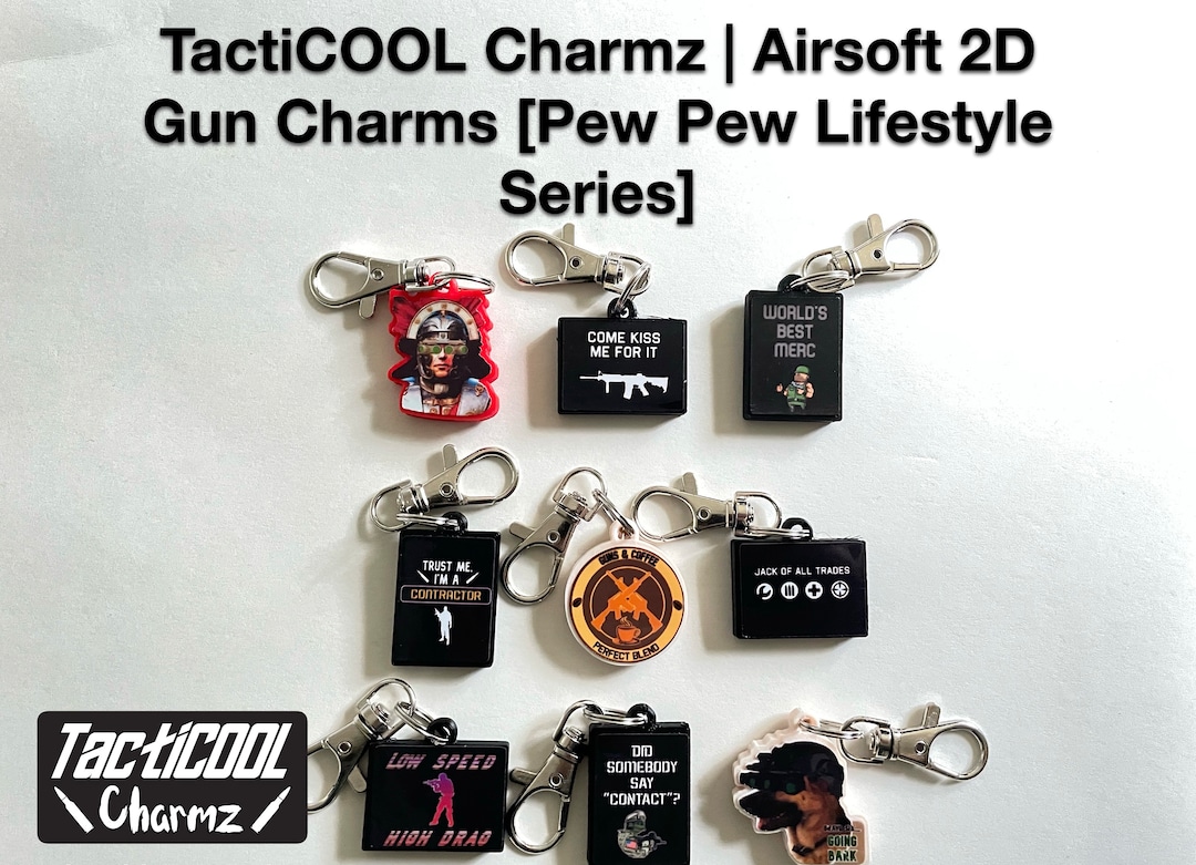 Tacticool Charmz Airsoft 2D Gun Charms pew Pew Lifestyle Series 2pack