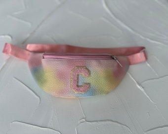 Girls Waist Bag, Fanny Pack, Crossbody Bag, Holiday Gift For Parties, Running, Travel, Adjustable, Kids, Tie dye, Gradient