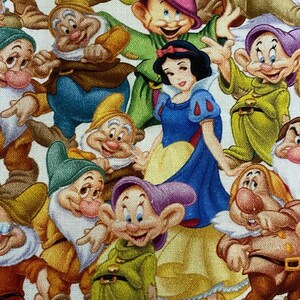 Snow White Seven Dwarfs Fabric 100% Cotton Fabric by the Yard Disney Gorgeous Snow White Fabric