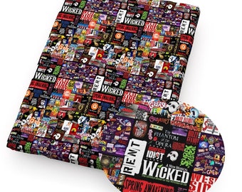 Broadway Musicals Fabric 100% cotton fabric Fat Quarter Tumbler Cut Classic Broadway Plays Fabric Mama Mia Grease Annie Rent Many Many More!