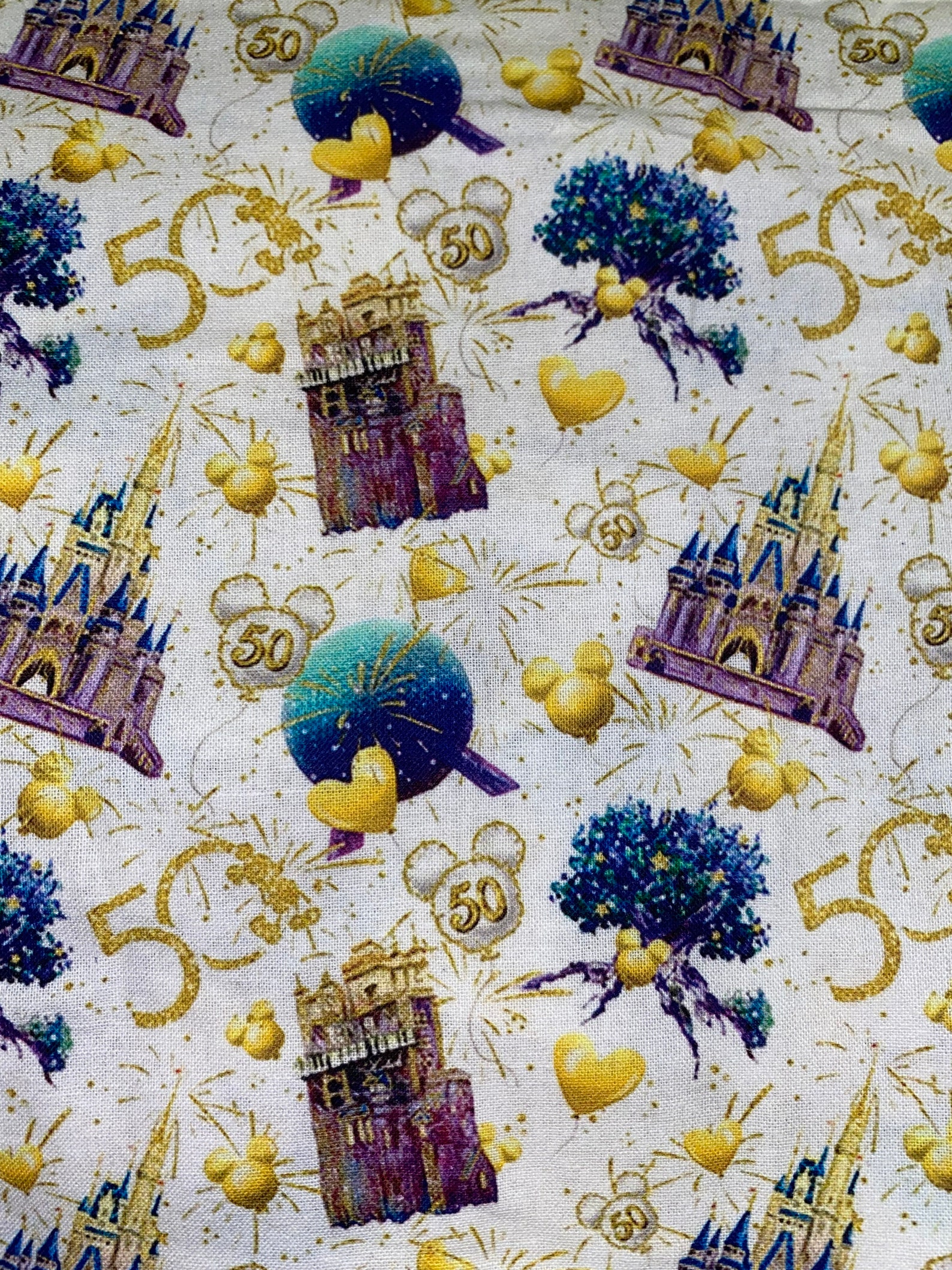 Disney World 50th Anniversary Fabric 100 Cotton Fabric Fat Etsy