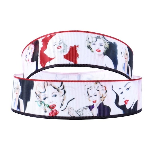 Marilyn Monroe Ribbon | 1" High Quality Grosgrain Ribbon By The Yard Norma Jean | Blonde Bombshell Actress | Movie Star