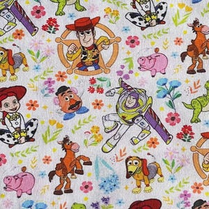 Disney Toy Story Fabric 100% Cotton Fabric by the Yard | Buzz Lightyear, Woody Jesse Bullseye Mr Potato Head Pig Fabric