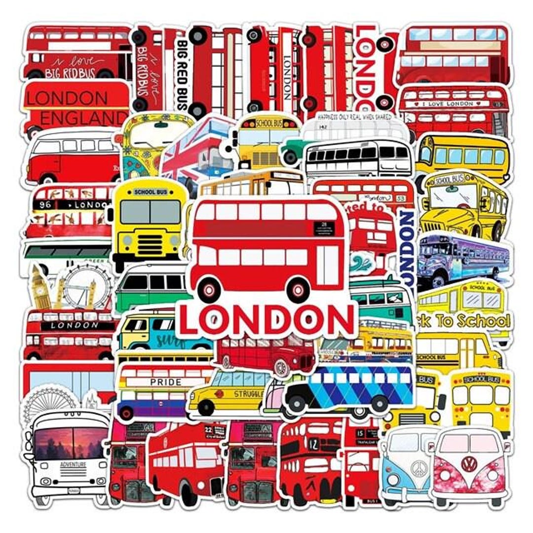 Large Bus Sticker Big Red Bus Stickers Pack | Water Resistant | Decoration | Scrapbooking ...