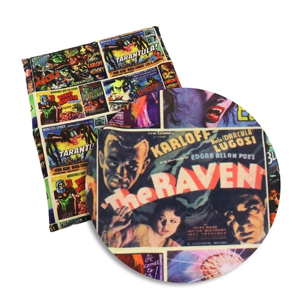 Vintage Horror Movie Posters Fabric 100% Cotton Fabric Fat Quarter Tumbler Cut Classic Horror