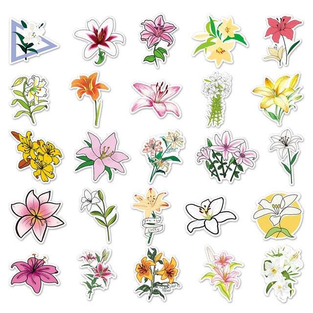 Lily's Sticker Sample Lily Flowers Stickers Pack | Water Resistant | Laptop Stickers | Water ...