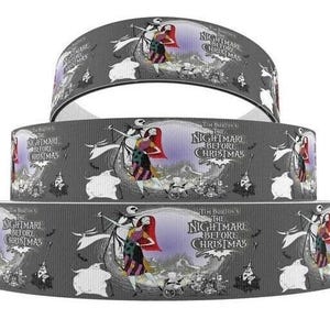 Nightmare Before Christmas Ribbon 1.5" High Quality Grosgrain Ribbon By The Yard | Jack Skellington | Hair Bows, Lanyard, Scrapbooking NBC