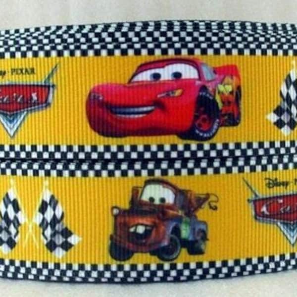 Disney Cars Ribbon 1" High Quality Grosgrain Ribbon By The Yard Race Car Lightning McQueen Ribbon Tow Mater Ribbon