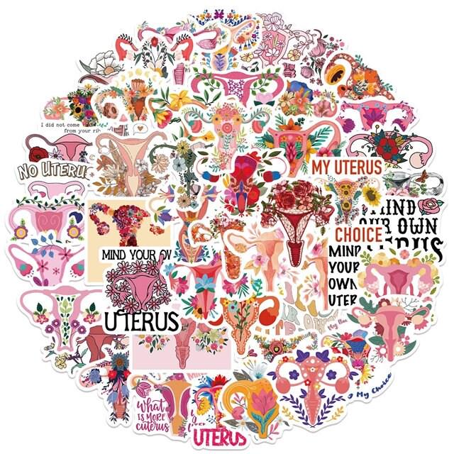 Feminist Stickers Pack | Water Resistant | Laptop Stickers | Water Bottle Decoration | Scrapbooking | Journaling | Uterus | Women's Rights