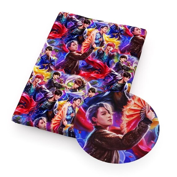 BTS Fabric 100 Cotton Fabric by the Yard Bt21 Fabric Kpop Etsy