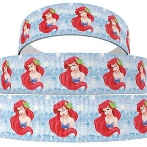 Disney Ariel Ribbon 1&quot; or 1.5&quot; High Quality Grosgrain Ribbon By The Yard | Princess Little Mermaid Ribbon | Hair Bows, scrapbooking, wreaths