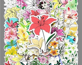 Lily Flowers Stickers Pack | Water Resistant | Laptop Stickers | Water Bottle Decoration | Scrapbooking | Journaling
