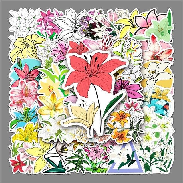Lily's Sticker Sample Lily Flowers Stickers Pack | Water Resistant | Laptop Stickers | Water ...