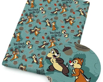 Disney Chip and Dale Fabric Fat Quarter Fat Eighth Tumbler 100% Cotton You Crack Me Up