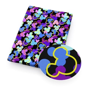 Disney Hidden Mickey Fabric 100% cotton fabric Fat Quarter Tumbler Cut Classic Disney Purple Pink Blue