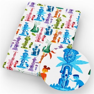 Disney Tiki Gods Totem Poles Fabric 100% Cotton Fabric Fat Quarter Tumbler Cut Magic Kingdom Adventureland Fabric