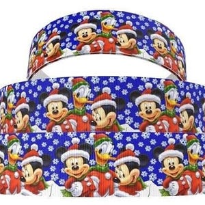 Disney Christmas Ribbon 1&quot; and 1.5&quot; High Quality Grosgrain Ribbon By The Yard Mickey Mouse Minnie Mouse Donald Duck Disney Ribbon