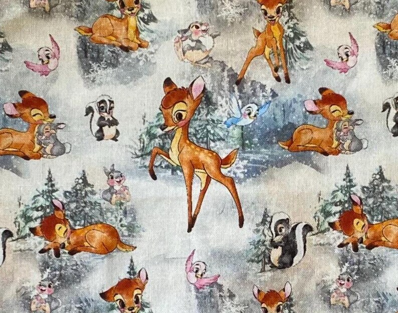 Disney Bambi Rabbit Pattern Disney Bambi Fabric 100% Cotton Fabric Fat Quarter Tumbler Cut Woodland ...