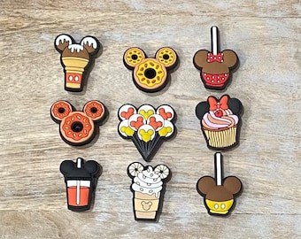 Disney Shoe Charms Mickey Minnie Mouse | Rubber Accessory | Charms Disneyland Classic Vintage Snacks Treats Shoe Buckles