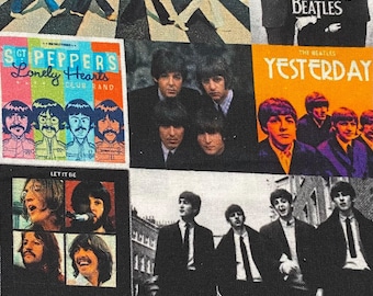 Beatles Fabric 100% Cotton Fabric by the Yard Paul McCartney, John Lennon George Harrison Ringo Starr Music Group Album Covers