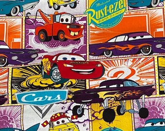 Disney Cars Fabric 100% cotton fabric Fat Quarter Tumbler Cut Classic Disney Cars Land Radiator Springs Lightning McQueen Tow Mater Collage