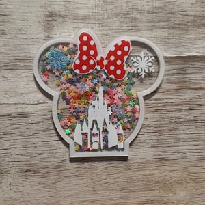 Disney Castle Shakers | Flat Back Planar Resin | Hair Bow Centers Cabochon, Scrapbooking Embellishments Hard Plastic Charm Minnie Mouse Bow
