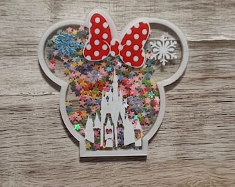 Disney Castle Shakers | Flat Back Planar Resin | Hair Bow Centers Cabochon, Scrapbooking Embellishments Hard Plastic Charm Minnie Mouse Bow