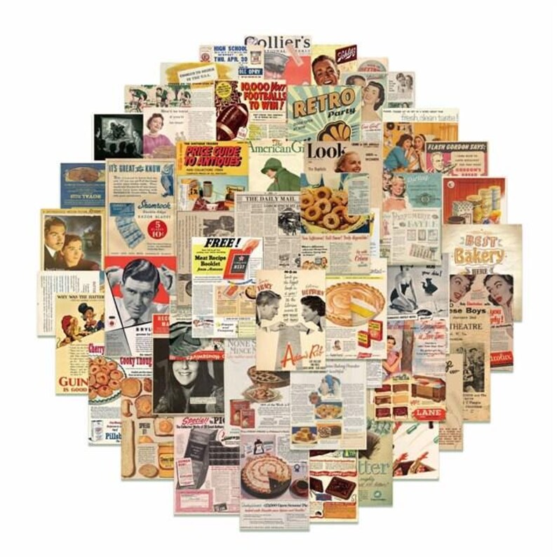 Vintage Magazine Stickers Pack | Water Resistant | Decoration ...