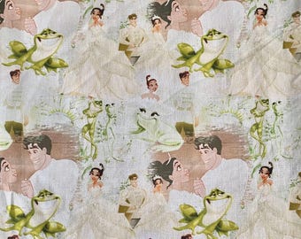 18x10” Princess Tiana Fabric 100% Cotton Fabric remnant Disney Friends Princess and the Frog Fabric New Orleans Voodoo Prince Naveen Pastel