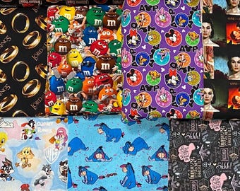 Paquete de telas acolchadas de algodón Disney and More, retales, bolsa sorpresa, sin duplicados, 20 piezas de Coca-Cola y Pepsi novedosas
