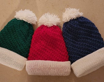 Christmas Beanie Hat, Great Holiday Gift, Acrylic Yarn, Holiday Colors