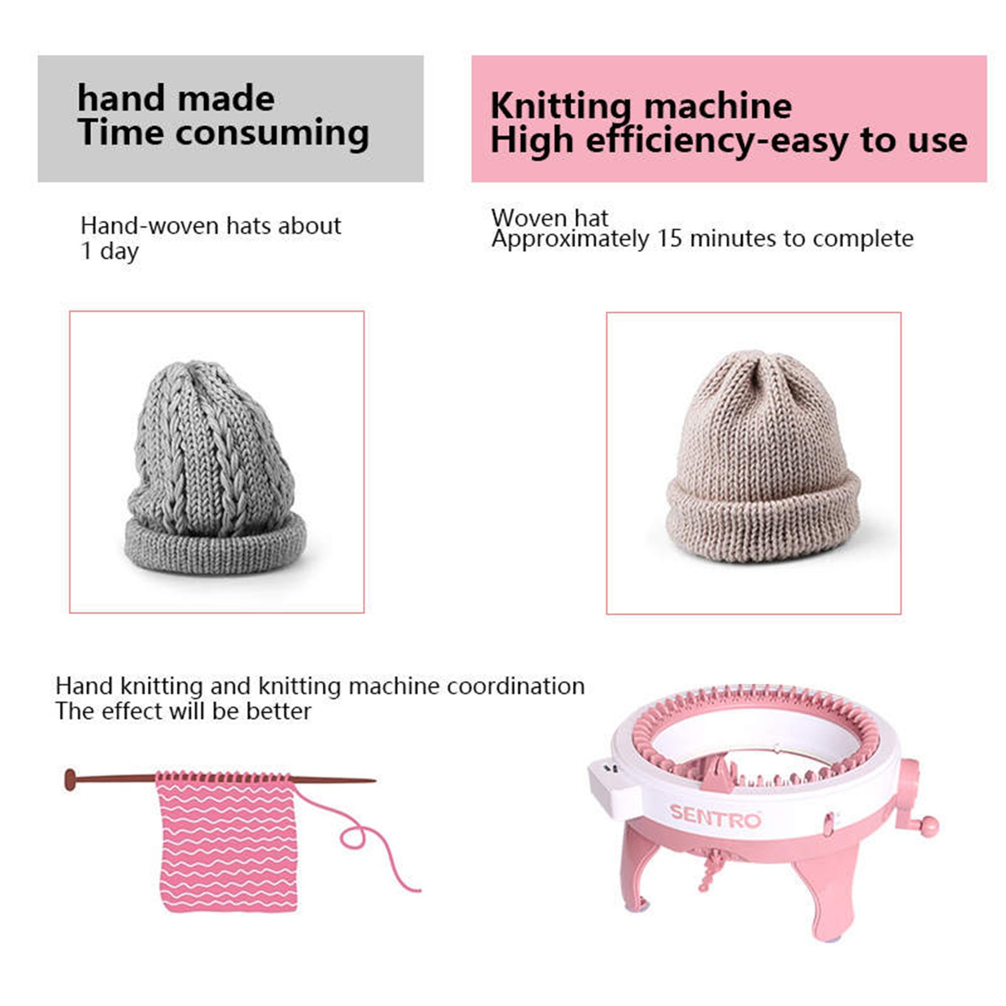 1set 40 Needle Manual Yarn Knitting Machine Scarf Hat Adult Automatic  Knitting Clothing Tool DIY Handicraft Knitting Tool Include Instructions In  Engl