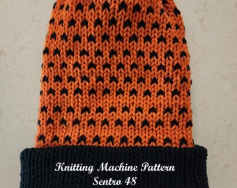 Halloween Beanie Knitting Machine Pattern – Sentro 48, Addi 46