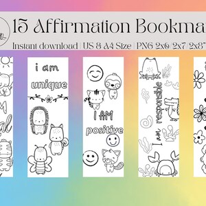 Lot de 15 signets à colorier encourageants pour enfants | Je suis série | Affirmation DIY Cadeaux Enfants Imprimable | Numérique | Téléchargement instantané