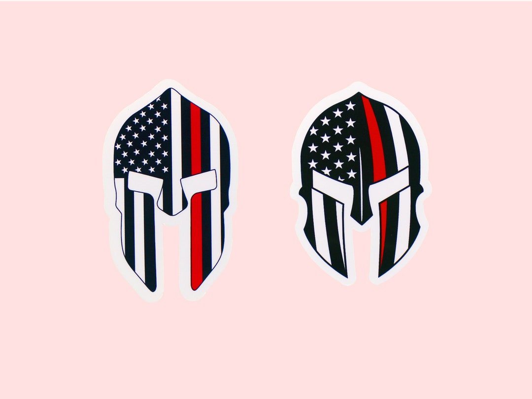 Thin Red Line Spartan Helmet Stickers Thin Red Line Sticker - Etsy