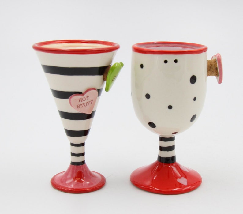 Sip and Spice Wine and Martini Cup Salt & Pepper Shakers Etsy