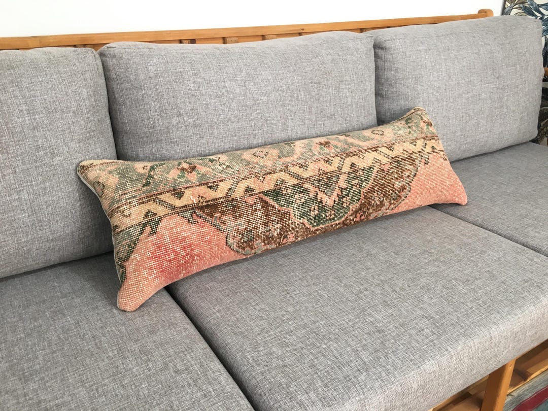 Buy 12x36 Vintage Oushak Rug Bolster Pillow: Long Turkish Lumbar Pillow  Cover Online in India