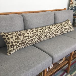 12x60 Cream Brown Oversized Rug Lumbar Pillow for King Size Bed , Extra Extra Long Turkish Lumbar, Longest Vintage Lumbar, 12.2x59.8 Inches
