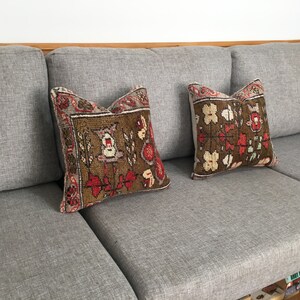 14x14 Euro Sham único a juego, funda de almohada turca floral, cojines de alfombra vintage de lana para sofá, almohada decorativa, 14,2x14,2 pulgadas