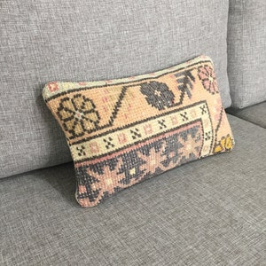 Mini federa per cuscino lombare vintage 8x14, tappeto turco decorativo piccolo cuscino per divano, lombare Boho floreale, 8,3x14,2 pollici