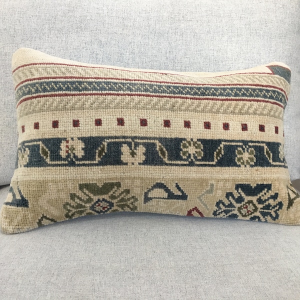 12x20 Rug Pillow Cover , Turkish Lumbar Pillow , Throw Pillow , Accent Pillow Case , Tribal Pillow , Cushion Cover, 11.8x19.7 Inches