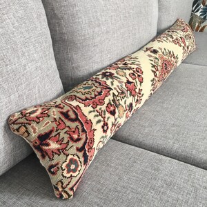 8x48 Coquette Style Damask Inspired Vintage Rug Extra Long Throw Lumbar Pillow Case for King Bed, Boho Medallion Lumbar image 7