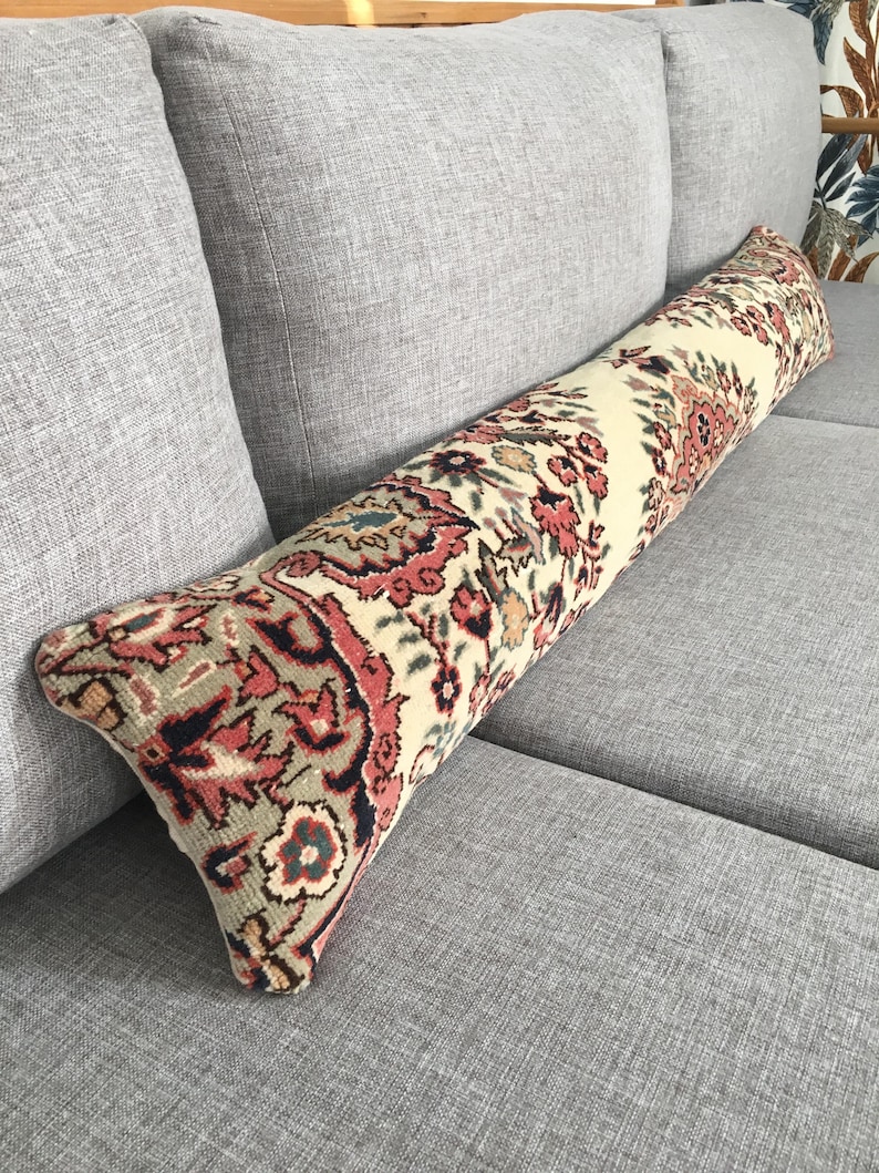 8x48 Coquette Style Damask Inspired Vintage Rug Extra Long Throw Lumbar Pillow Case for King Bed, Boho Medallion Lumbar image 7
