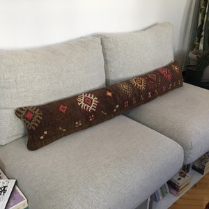 8x48 Lumbar Pillow Cover , Modern Lumbar Pillow Cover , Aztec Lumbar , Extra Long Pillow , Brown Bohemian Bolster Pillow , 8.3x46.5 Inches
