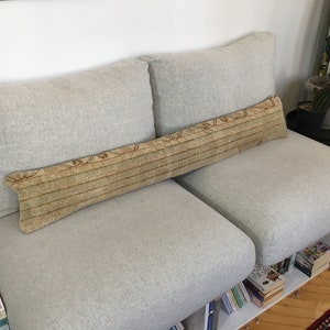 8x48 Khaki Vintage Extra Long Rug Lumbar Pillow for Bedroom Bench , Wool Turkish Long Bolster Pillow Case , Bedroom Decor , 7.5x47.2 Inches